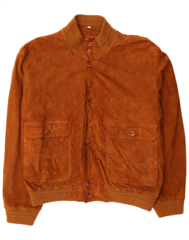 Vintage męska zamszowa kurtka bomber IT 56 3XL brązowa skóra