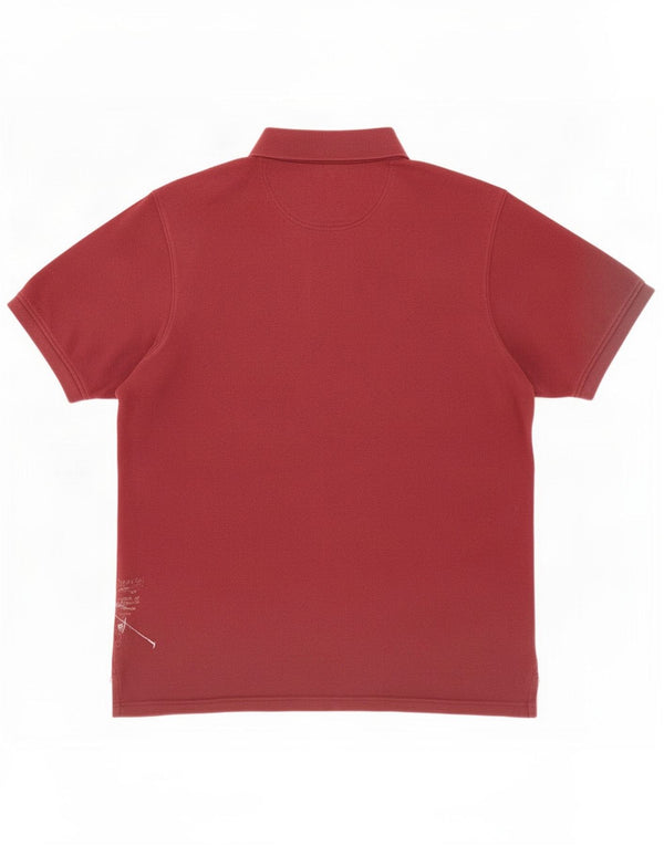 Fat Face Mens Polo Shirt Medium Burgundy Colourblock Cotton