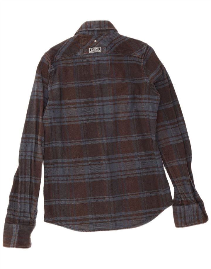 Męska koszula flanelowa Superdry, bawełniana w średnią brązową kratkę