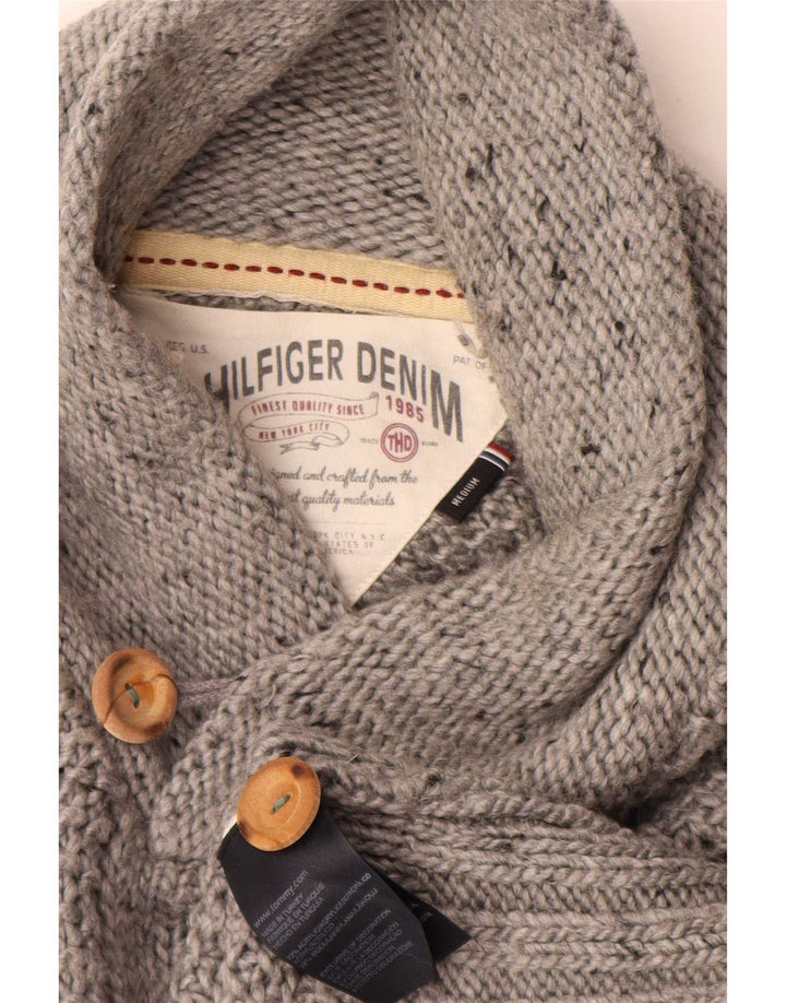 Męski sweter Tommy Hilfiger z szalowym dekoltem, średnio szary, akrylowy