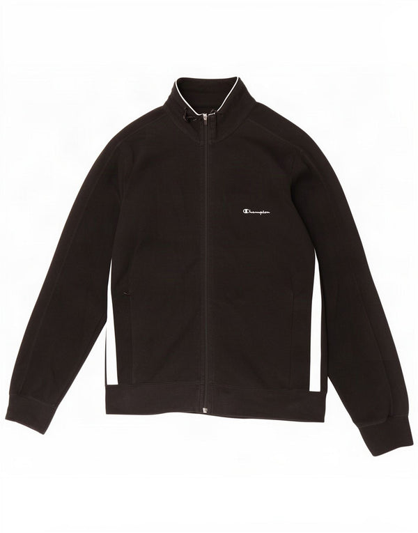 Champion Womens Tracksuit Top Jacket UK 16 Large Black Colourblock Cotton