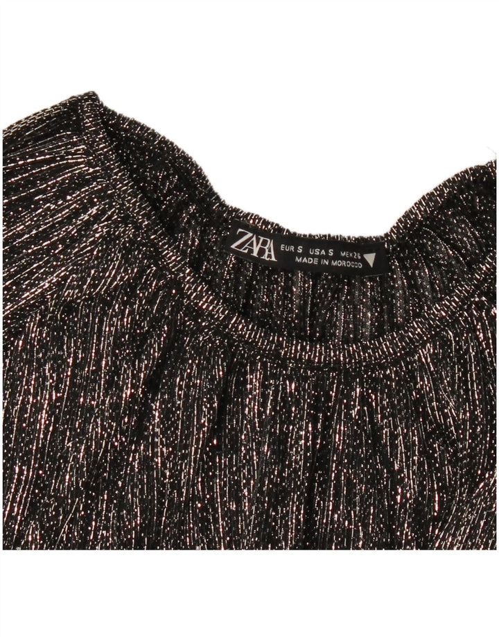 Damska bluzka oversize z długim rękawem ZARA UK 10 w małe czarne paski