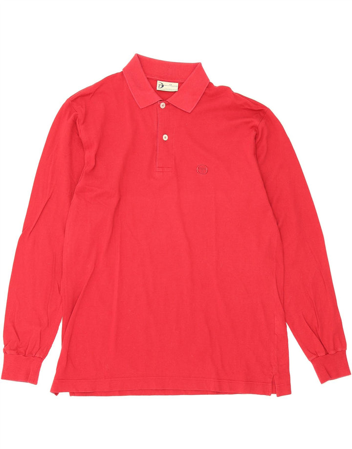 SERGIO TACCHINI Mens Long Sleeve Polo Shirt IT 48 Medium Pink Cotton Vintage Sergio Tacchini and Second-Hand Sergio Tacchini from Messina Hembry 