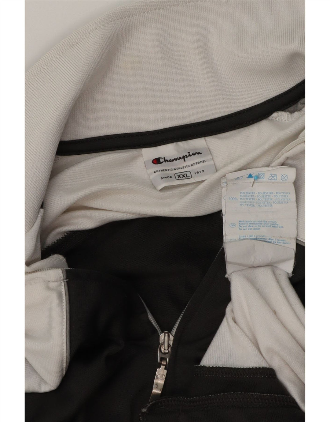 Męska kurtka dresowa Champion 2XL Czarny poliester z blokami kolorów
