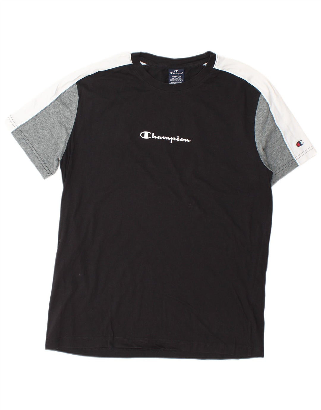 Męski T-shirt Champion z grafiką Top, średni czarny, blok kolorów