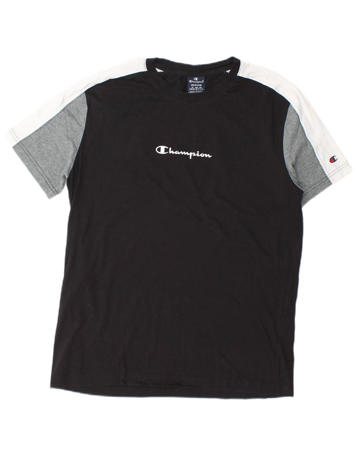 Męski T-shirt Champion z grafiką Top, średni czarny, blok kolorów