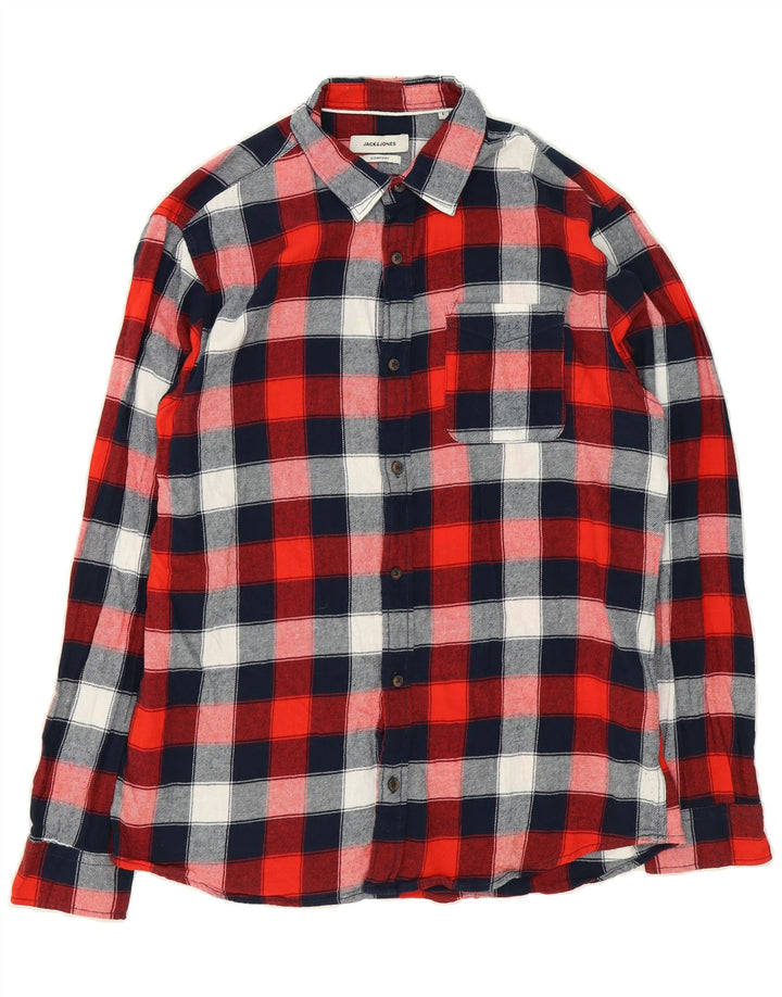 JACK & JONES Mens Flannel Shirt Large Red Check Cotton Vintage Jack & Jones and Second-Hand Jack & Jones from Messina Hembry 