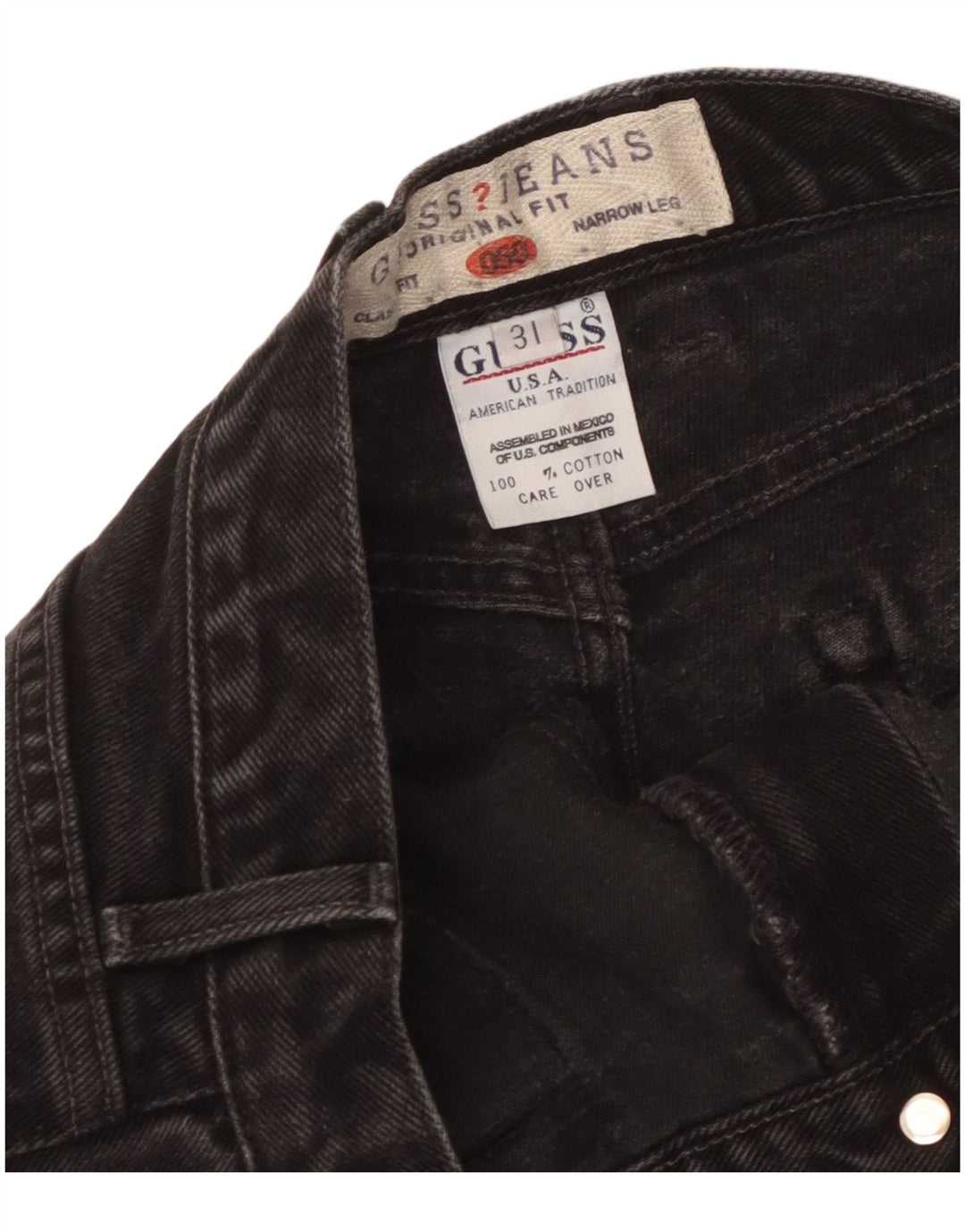 Guess Damskie Zwężane Dżinsy W31 L30 Czarne Bawełniane