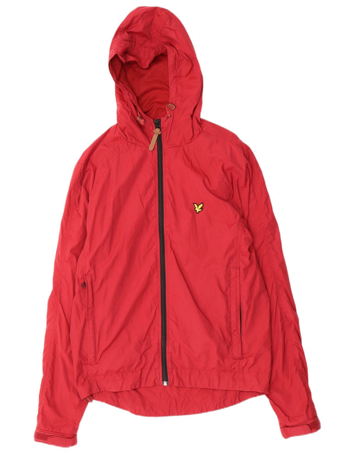 Męska kurtka przeciwdeszczowa z kapturem Lyle & Scott w stylu vintage, UK 38, średni czerwony poliamid