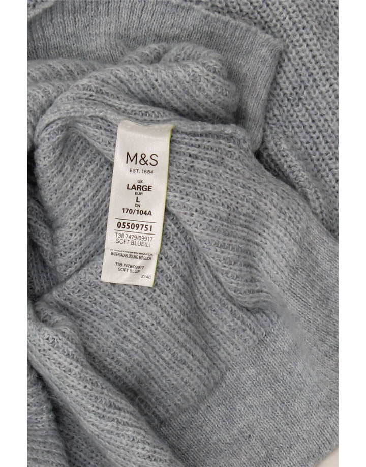 Marks & Spencer Damski sweter z dekoltem w łódkę, UK 16, duży, niebieski poliamid