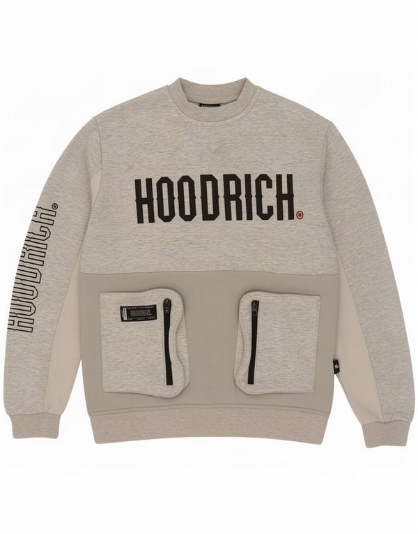 Męski sweter z grafiką Hoodrich, mały, szary, nakrapiany poliester