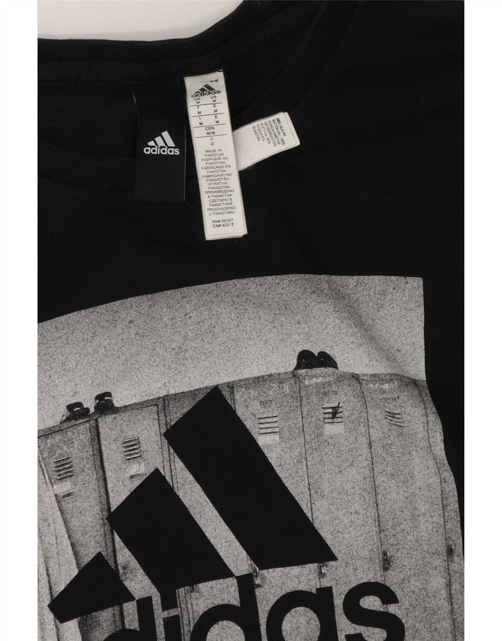 Męska koszulka z grafiką Adidas, średnia, czarna bawełna