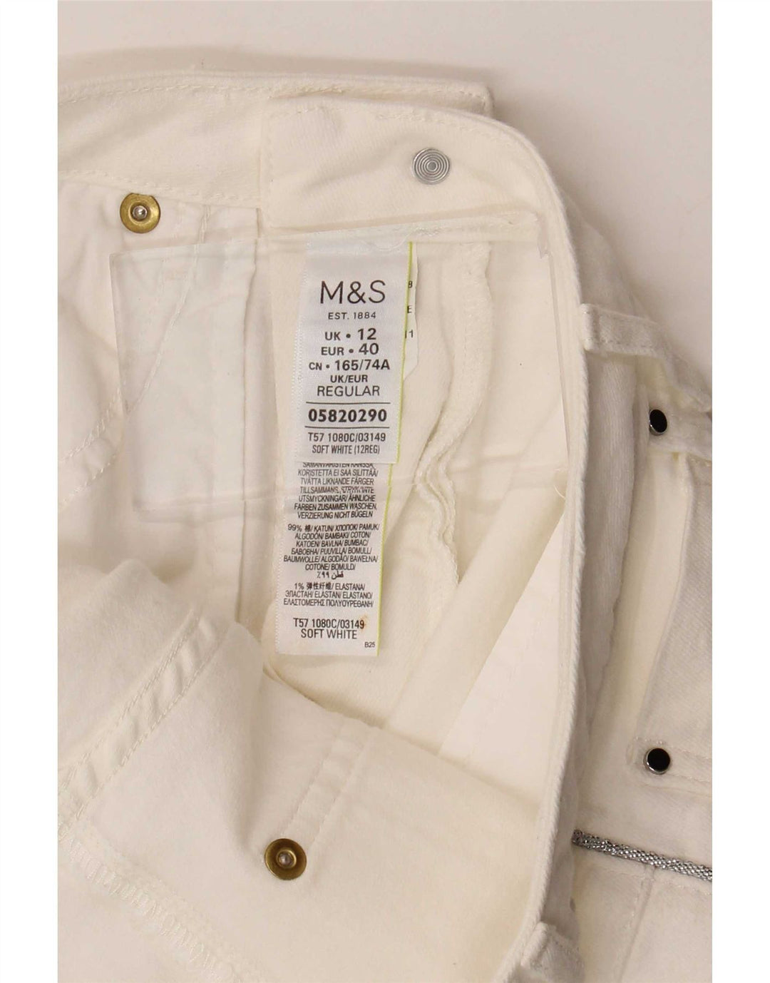 Marks & Spencer Damskie spodnie typu casual UK 12 Medium W30 L28 Białe