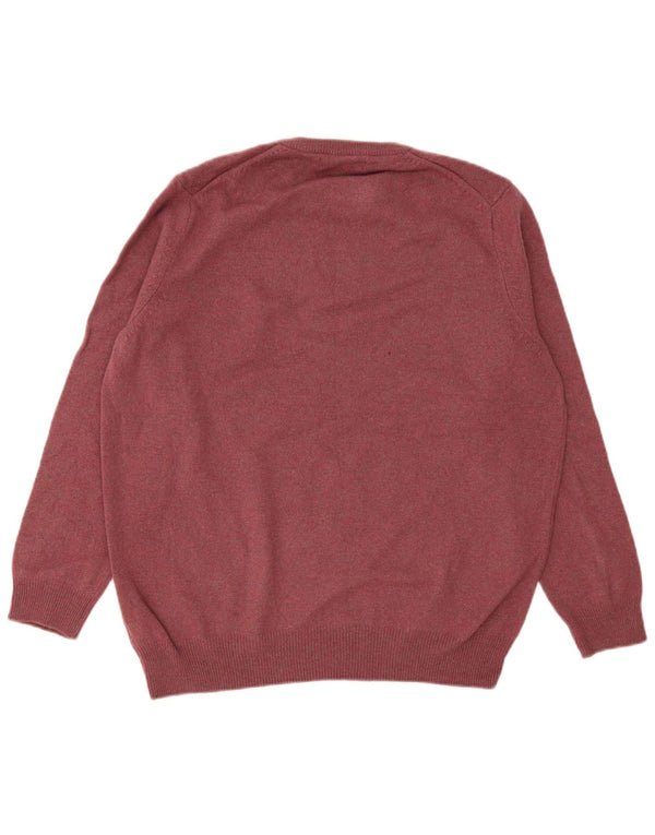 Marks & Spencer Męski sweter z okrągłym dekoltem XL, bordowy, z owczej wełny