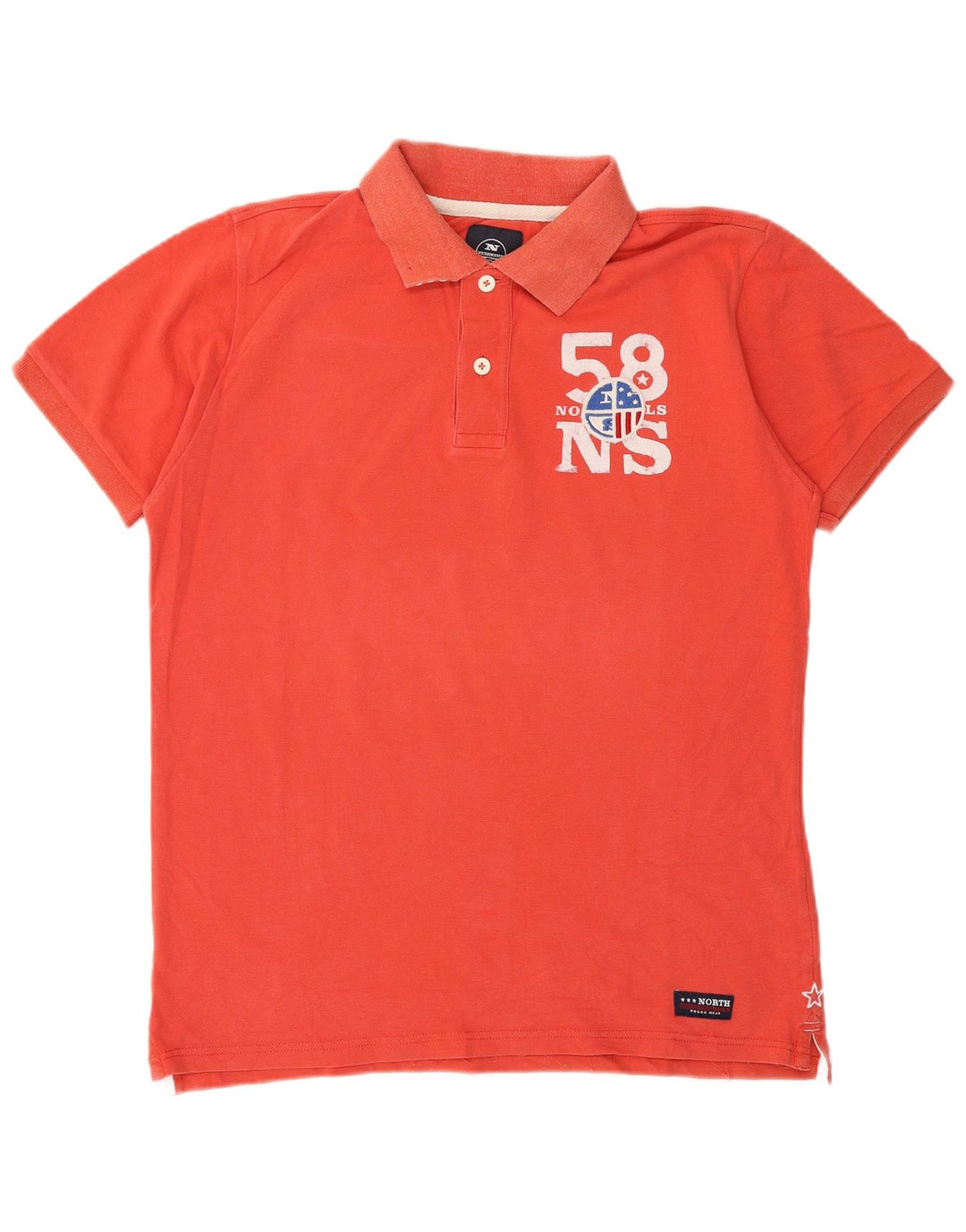 Męska koszulka polo North Sails z grafiką, duża, pomarańczowa, bawełniana