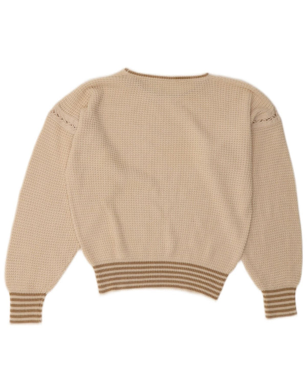 Damski sweter VINTAGE z okrągłym dekoltem UK 16, duże złamane białe paski