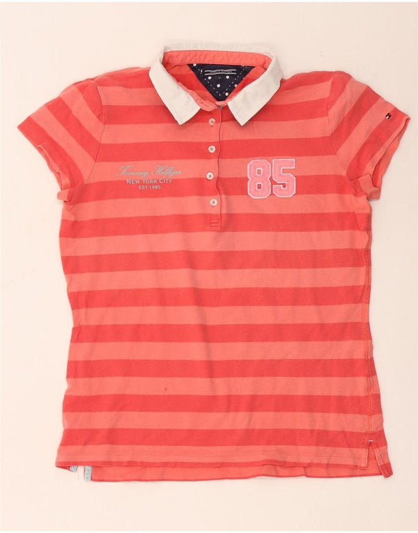 Damska koszulka polo Tommy Hilfiger z grafiką UK 18 XL, bawełniana w czerwone paski
