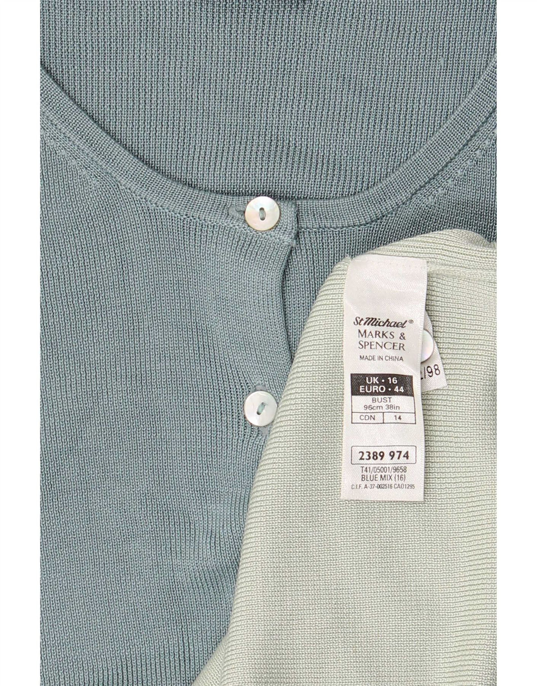 Marks & Spencer Damski sweter rozpinany UK 16, duży, niebieski, jedwabny w bloki kolorów