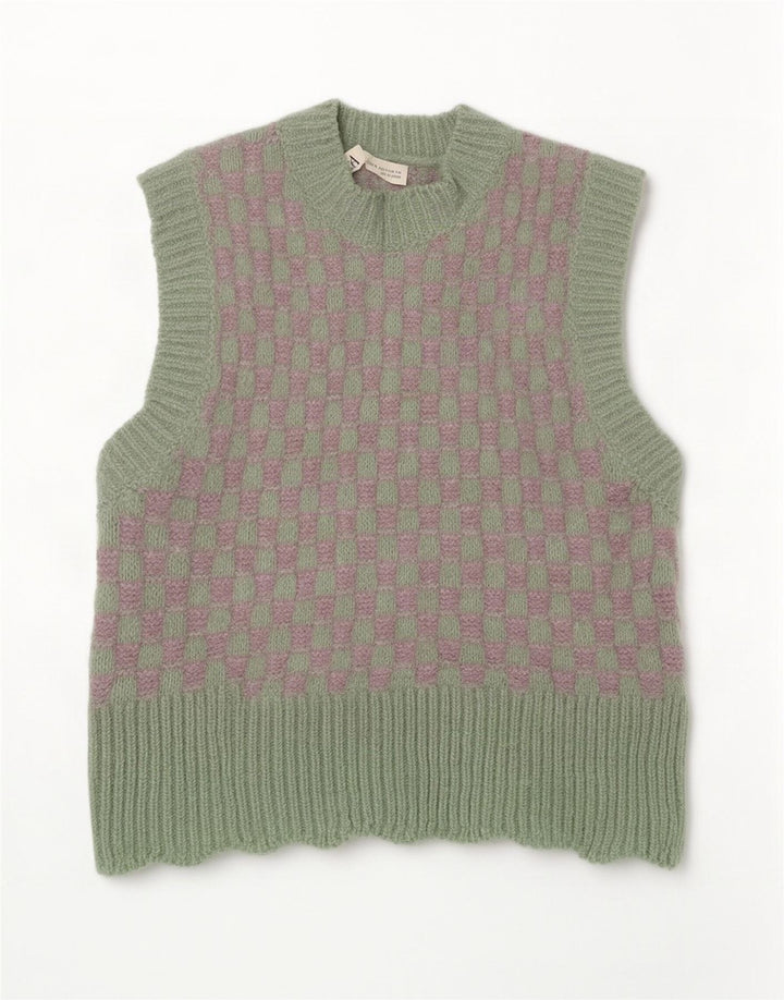 Damski podkoszulek Zara Crop Vest UK 10 w małą zieloną kratkę