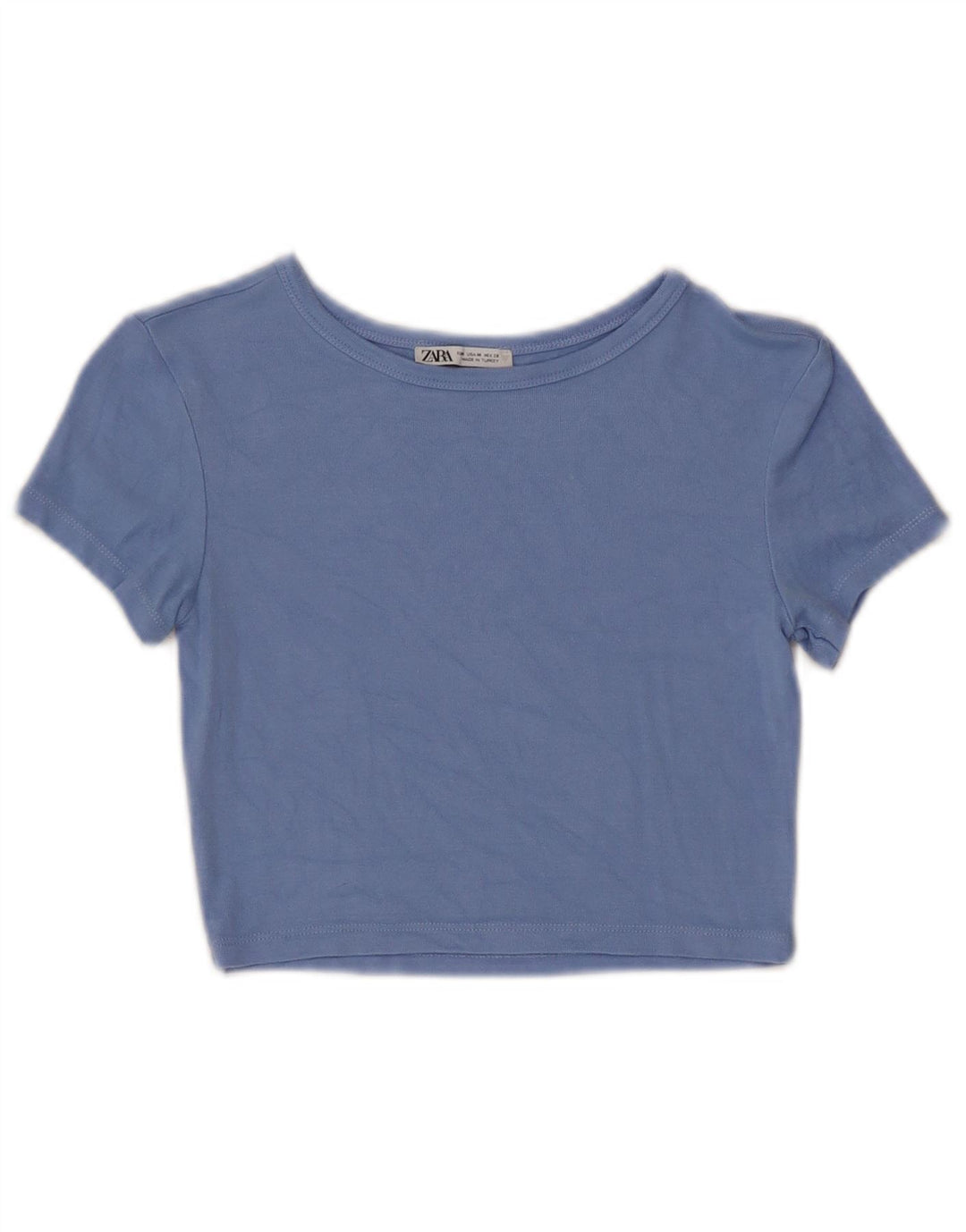 Damski T-shirt Zara Crop Top UK 12 Średni Niebieski