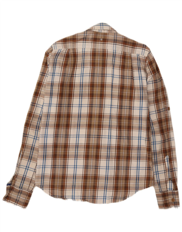 Męska koszula flanelowa Superdry, duża, beżowa, bawełniana w kratę