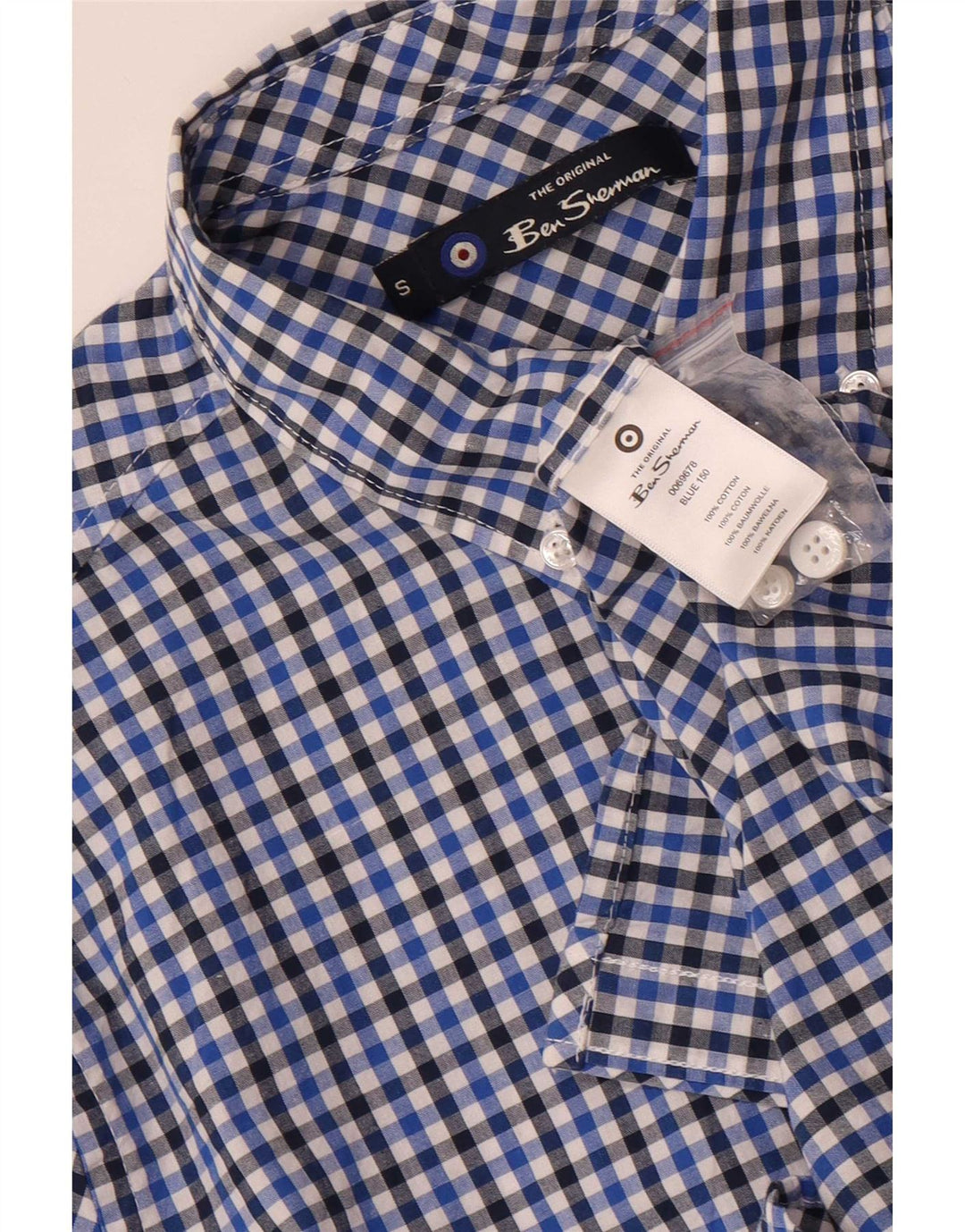 Koszula męska Ben Sherman, mała, bawełniana w kratkę, granatowa
