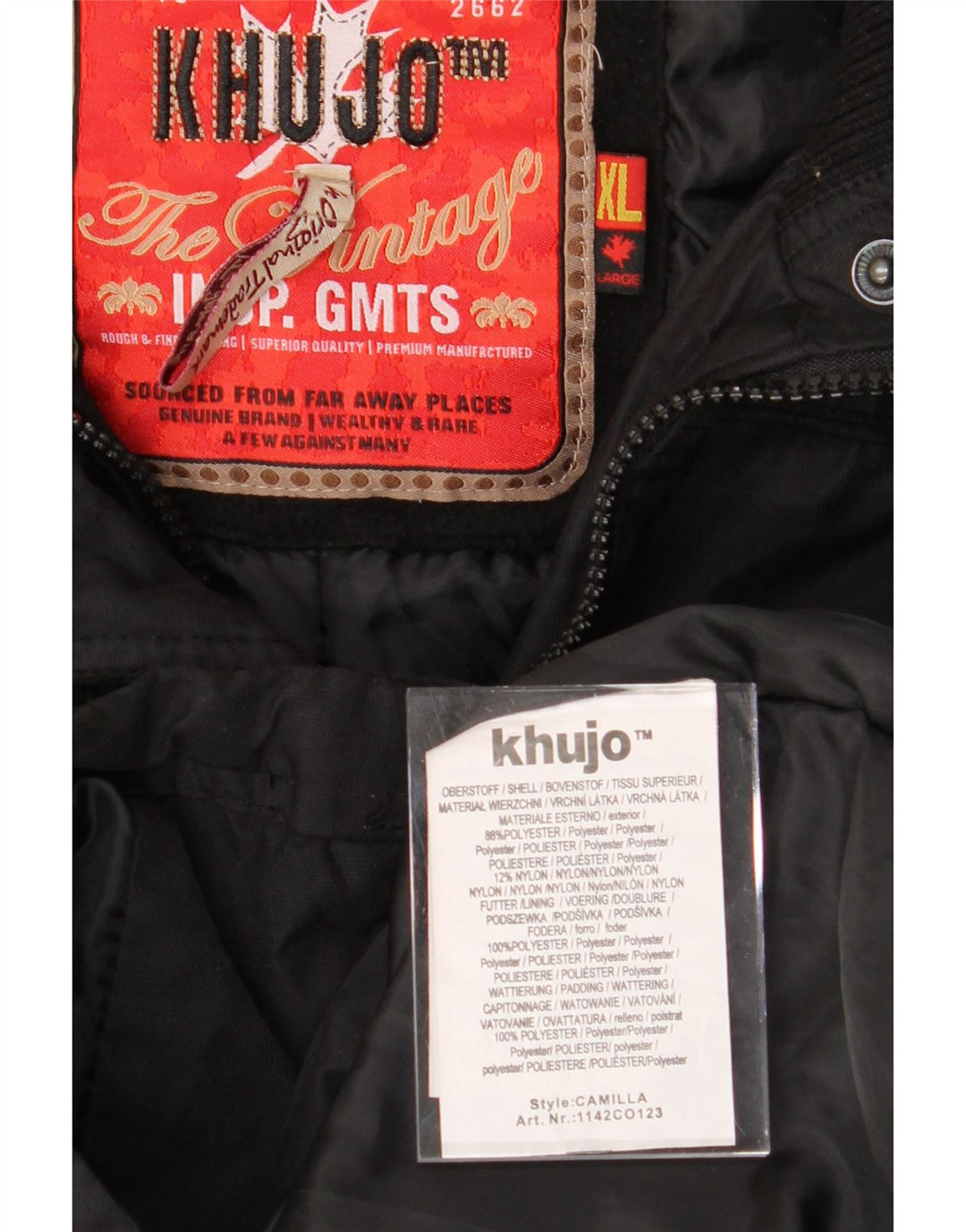 KHUJO Womens Windbreaker Coat UK 18 XL Black Polyester Vintage KHUJO and Second-Hand KHUJO from Messina Hembry 
