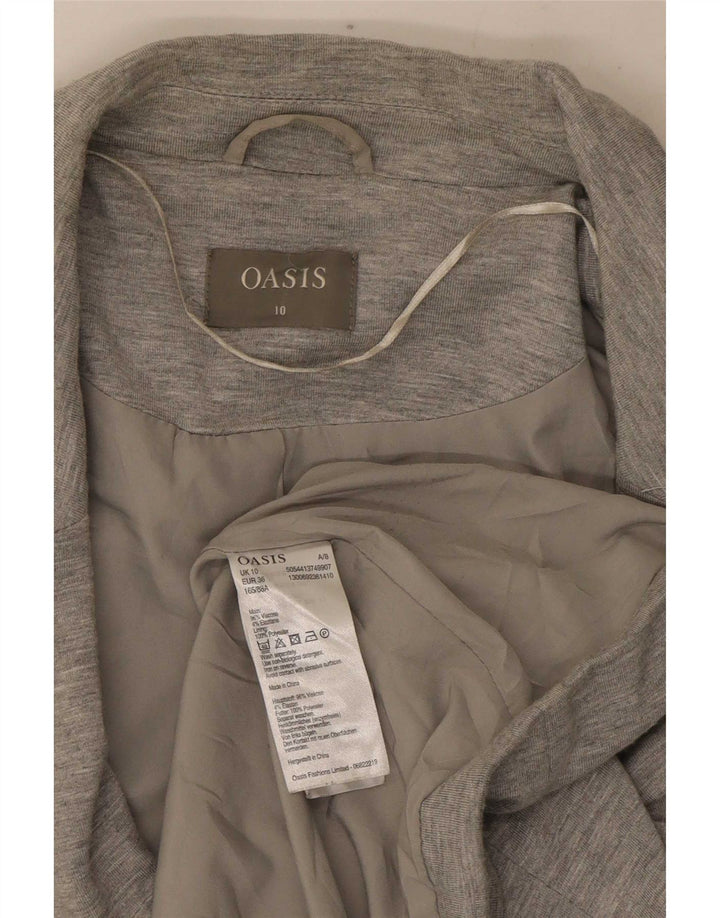 Damska marynarka Oasis zapinana na 1 guzik UK 10 Small, szara, nakrapiana wiskoza