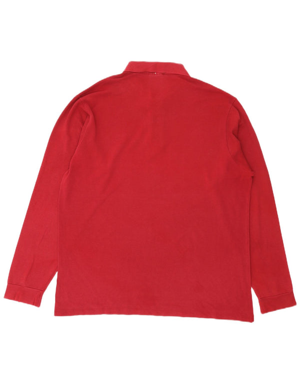 Męska koszulka polo Lacoste z długim rękawem, rozmiar 6 XL, bordowa bawełna