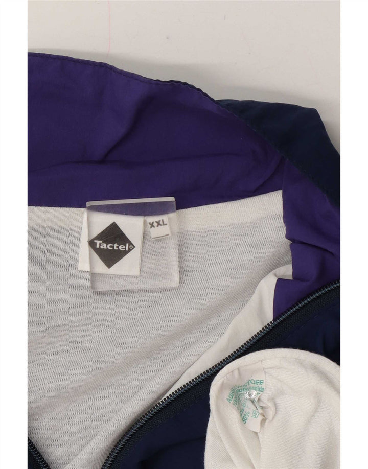 Męska kurtka dresowa Tactel 2XL granatowa, z blokami kolorów, poliamid