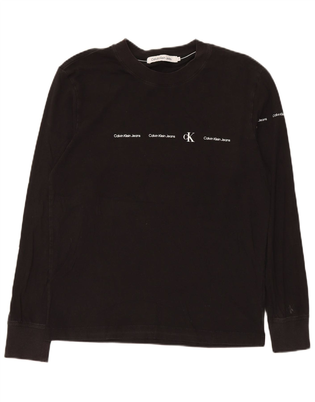 Męskie jeansy Calvin Klein z grafiką, długimi rękawami, małe, czarne, bawełniane