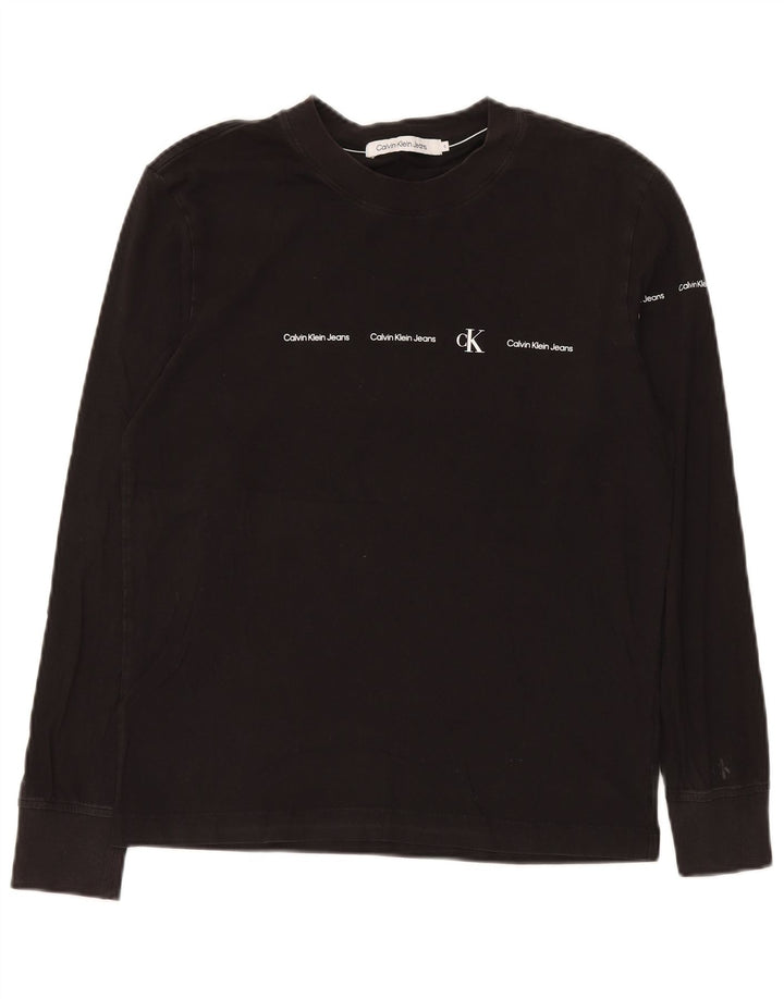 Męskie jeansy Calvin Klein z grafiką, długimi rękawami, małe, czarne, bawełniane