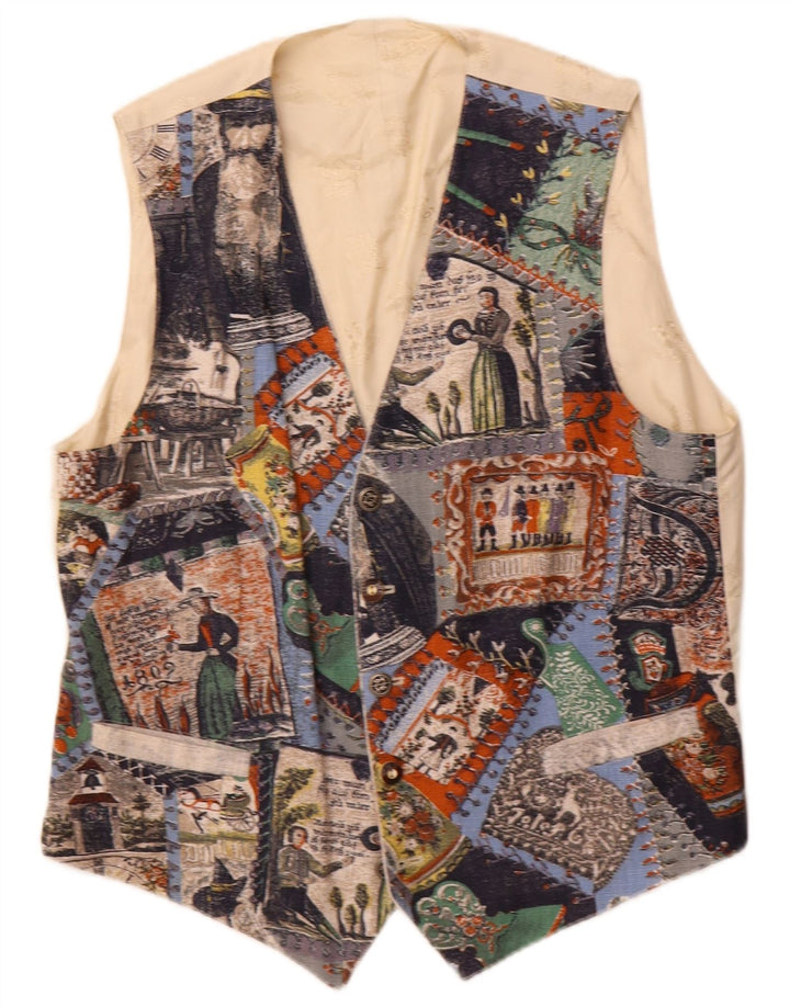 Męska kamizelka z grafiką Julius Lang IT 54 XL Beżowa patchworkowa wiskoza