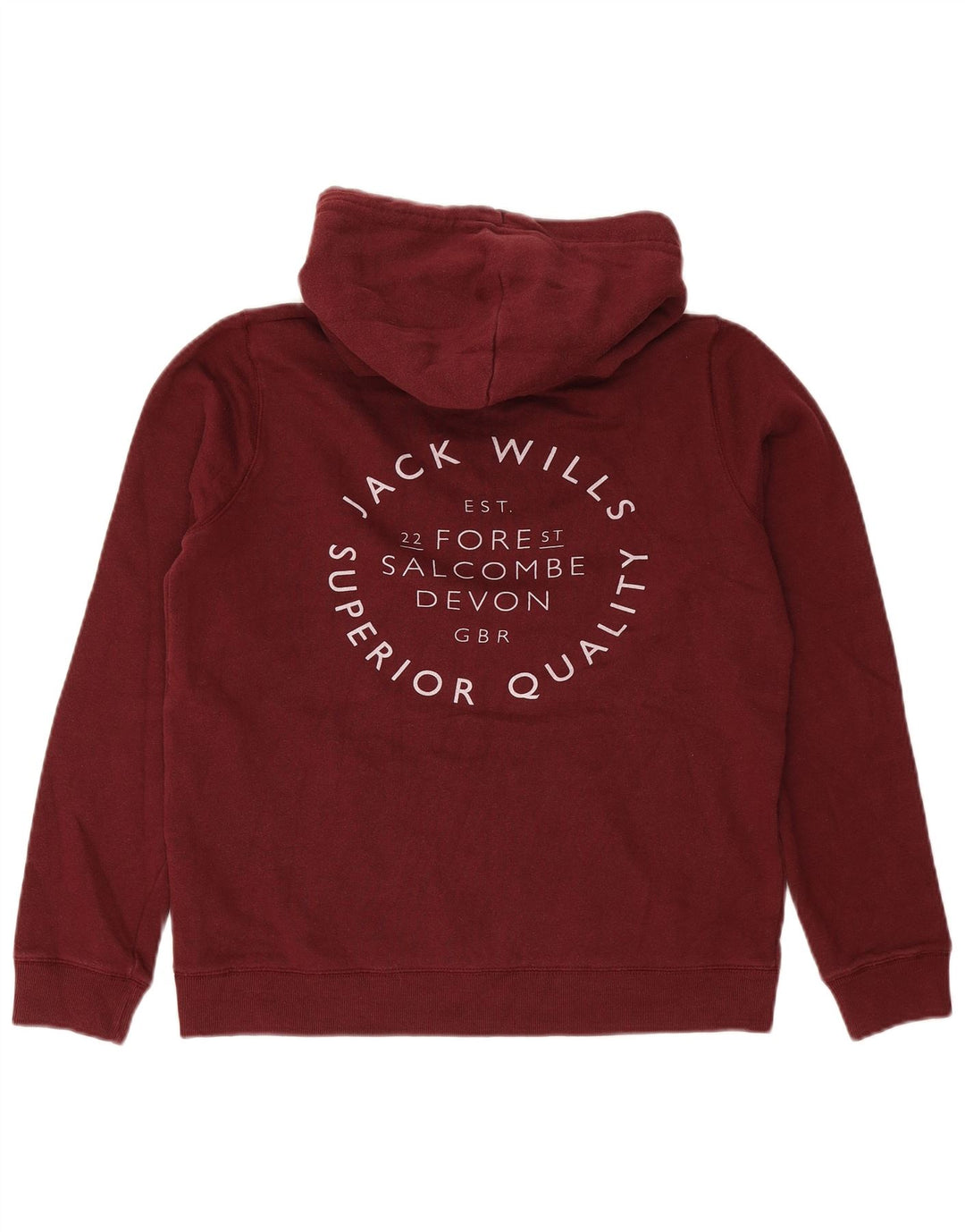 Damski sweter z kapturem i grafiką JACK WILLS UK 12, średnia, bordowa bawełna