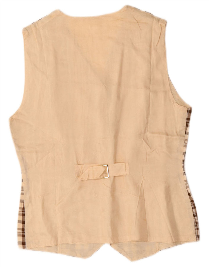 Kamizelka damska Vintage UK 12 w średnią beżową kratkę