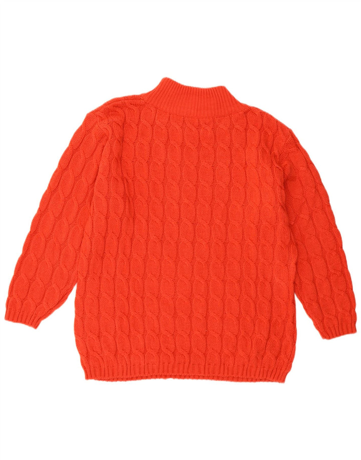 Sweter damski VINTAGE z golfem UK 14, średnia czerwona wełna