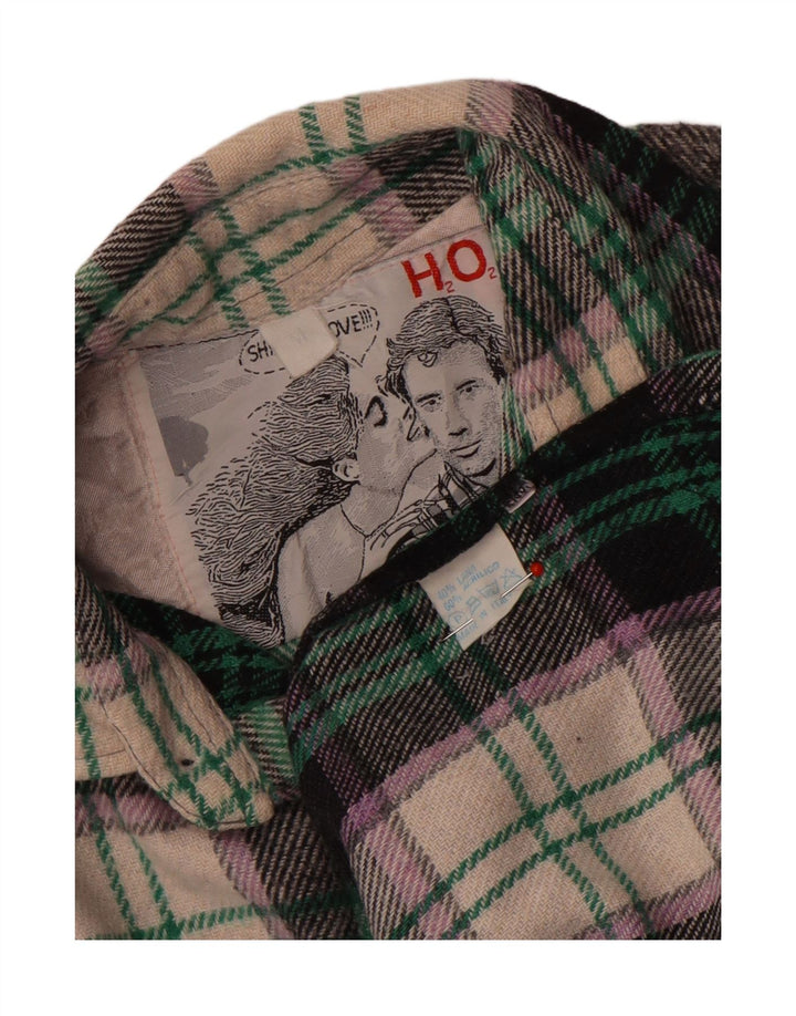 Męska koszula flanelowa w stylu vintage, średnia wielokolorowa wełniana kratka
