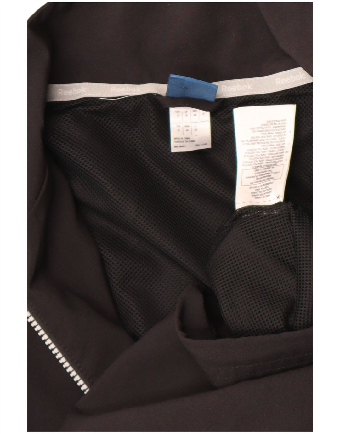 Męska kurtka dresowa Reebok, mała, czarna, z poliestru w blokach kolorów