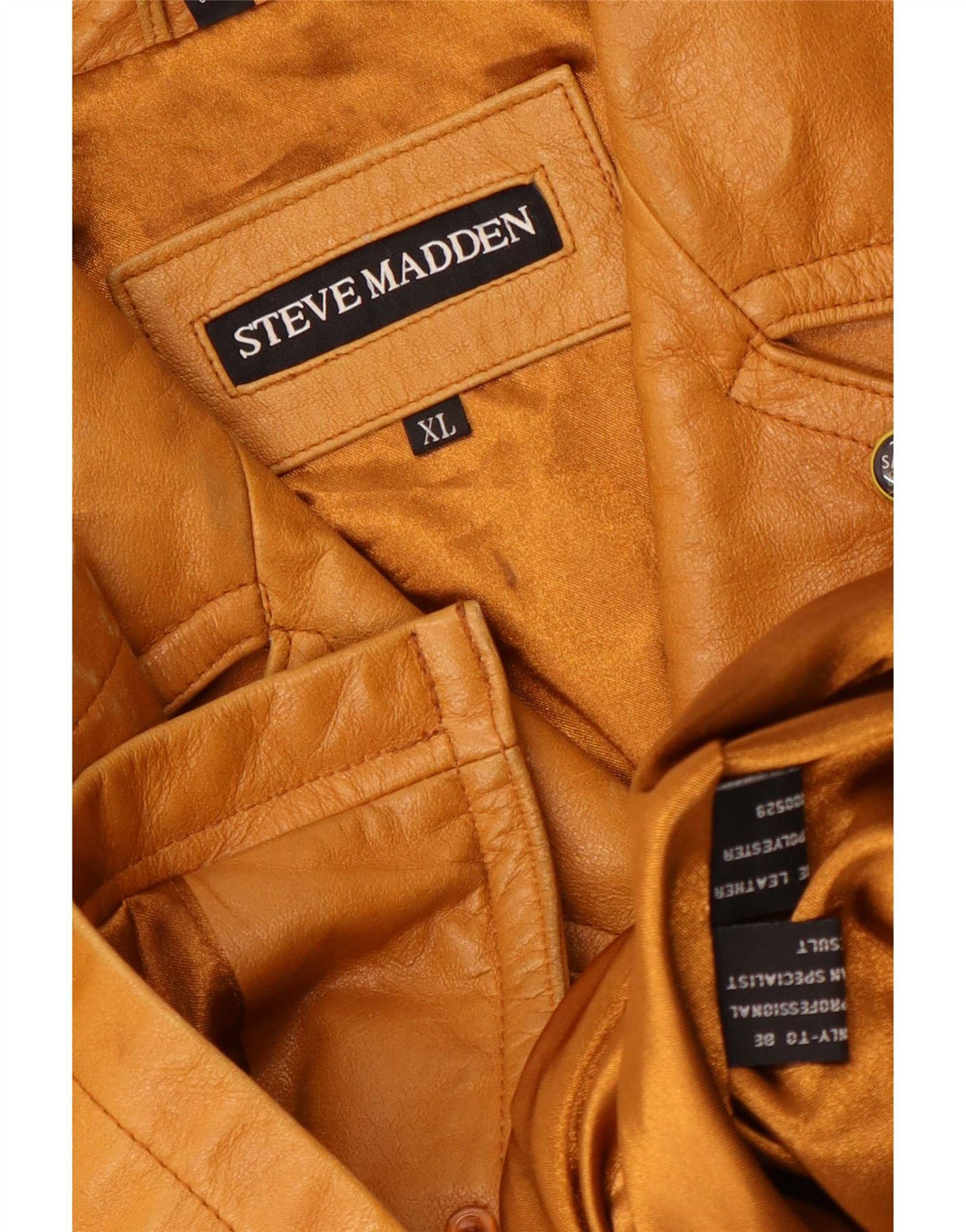Męska kurtka skórzana Steve Madden UK 42 XL, beżowa skóra