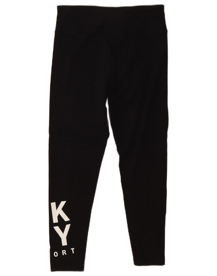 Damskie legginsy graficzne DKNY UK 12, średnie czarne