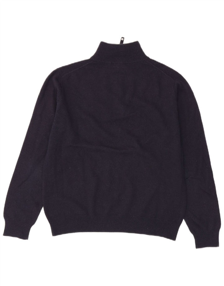 Męski sweter zapinany na zamek GANT, średni granat, wełna owcza