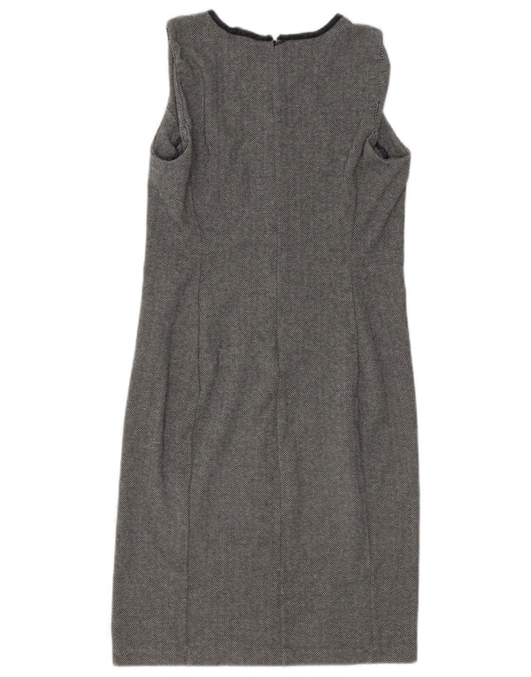 RALPH LAUREN Womens Sleeveless Sheath Dress UK 10 Small Grey Herringbone