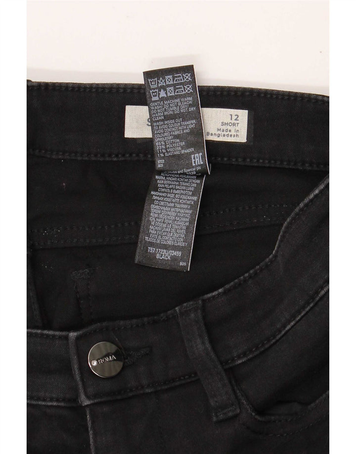 Marks & Spencer Damskie Krótkie Proste Dżinsy UK 12 Średnie W28 L29 Czarne