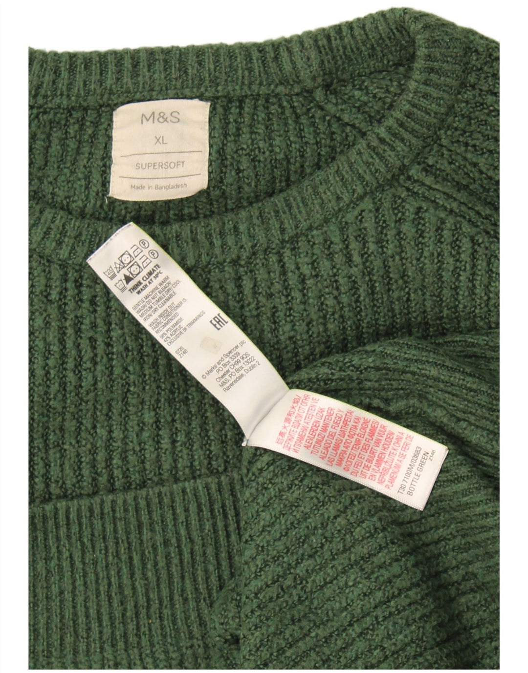 Marks & Spencer Męski sweter z okrągłym dekoltem XL, zielony poliamid