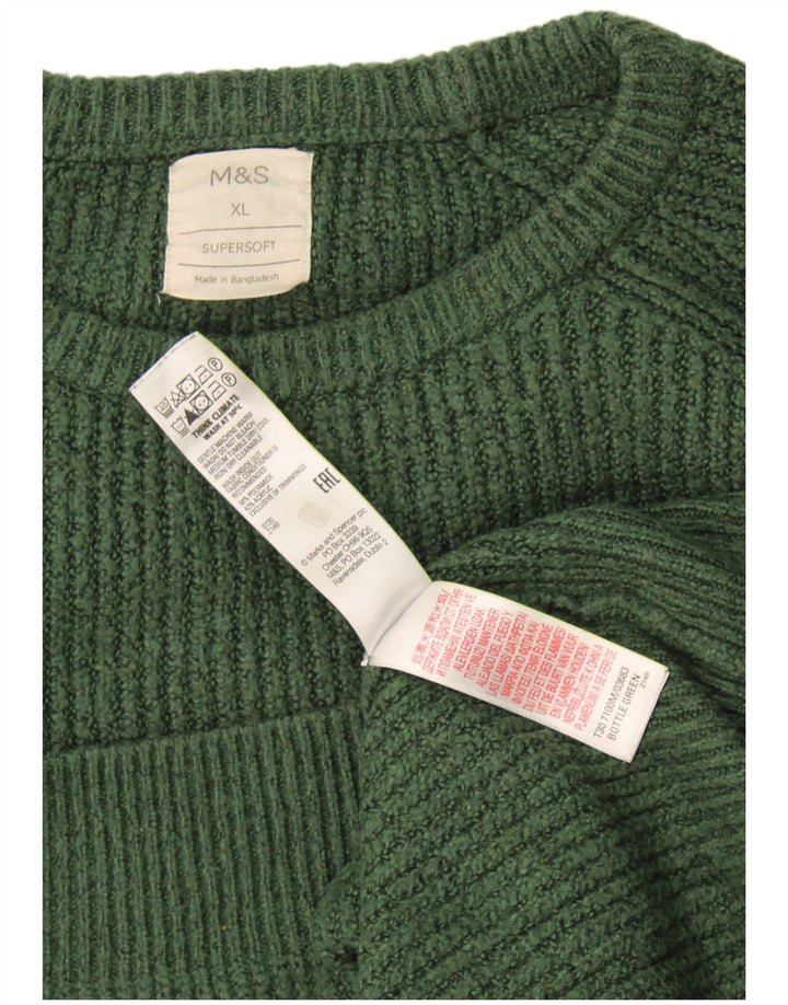 Marks & Spencer Męski sweter z okrągłym dekoltem XL, zielony poliamid