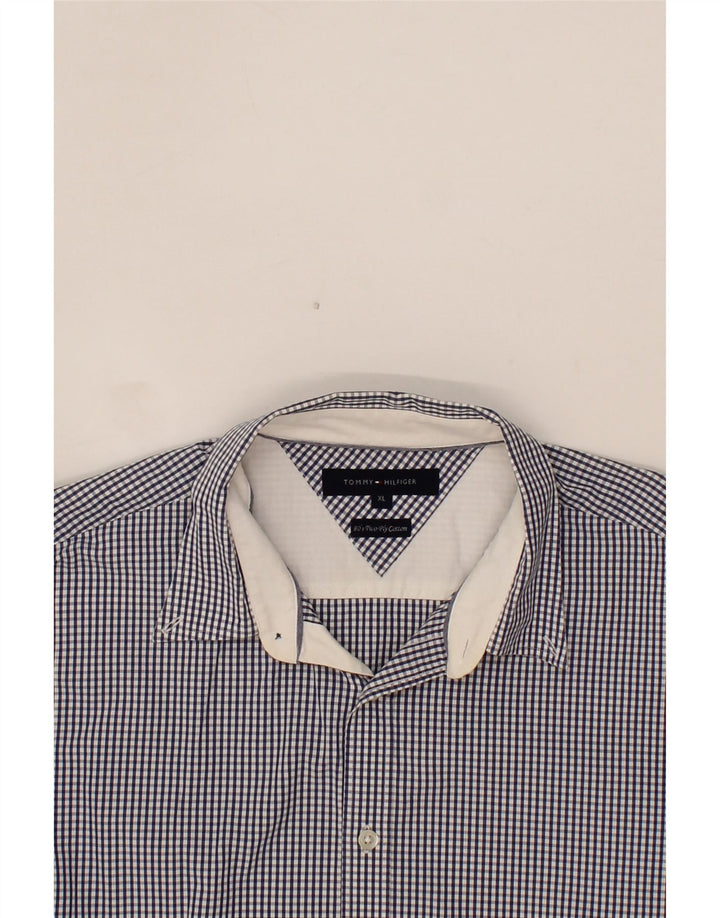 TOMMY HILFIGER Mens Shirt XL Navy Blue Gingham Cotton Vintage Tommy Hilfiger and Second-Hand Tommy Hilfiger from Messina Hembry 