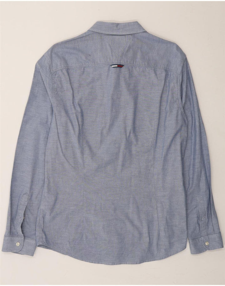 TOMMY HILFIGER Mens Slim Fit Shirt Large Blue Cotton Vintage Tommy Hilfiger and Second-Hand Tommy Hilfiger from Messina Hembry 