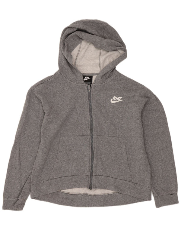 Dziewczęca bluza z kapturem i zamkiem Nike o standardowym kroju, 13-14 lat, XL, szara bawełna
