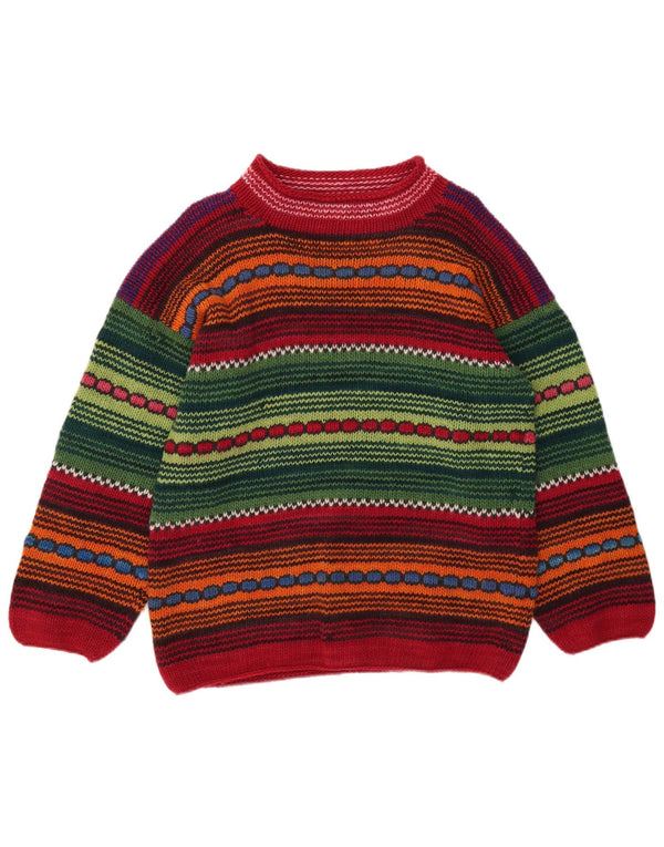 Vintage Womens Crew Neck Jumper Sweater UK 14 Large Multicoloured Striped