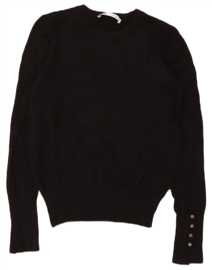 Sweter damski Zara z okrągłym dekoltem UK 10, mały, czarny